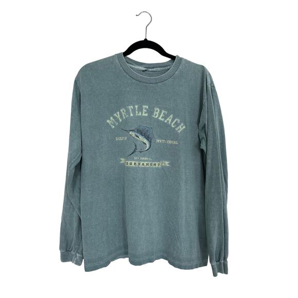Myrtle Beach Long Sleeved T Shirt Men’s Size L Blue Marlin Fish - Picture 1 of 3